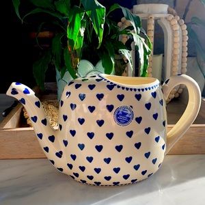 Polish Pottery Boleslawiec Hearts Watering Can